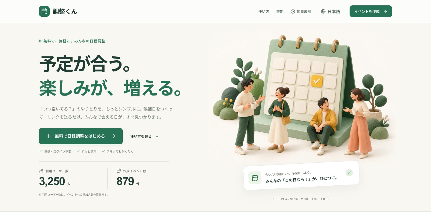調整くんの画面